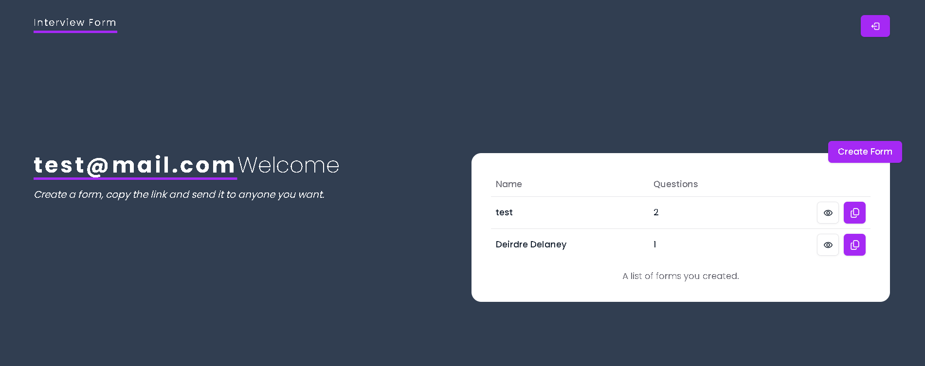 Interview Form Project